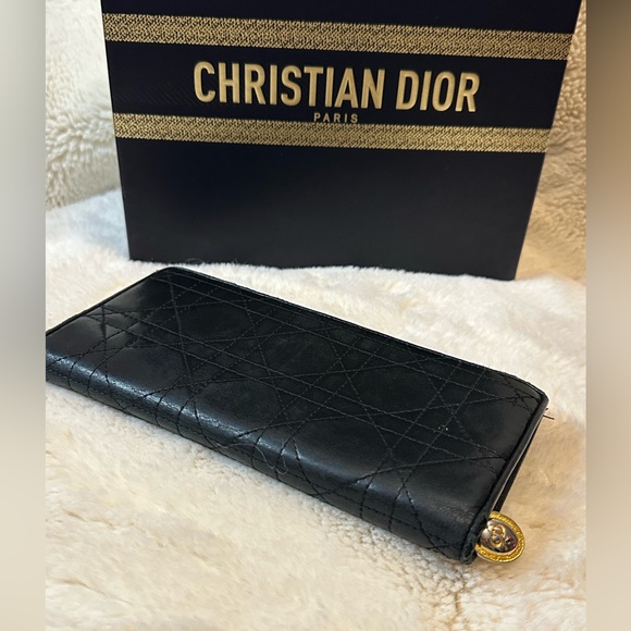 Dior Handbags - Vintage Christian Dior, Lady Dior Line - Beautiful Black Lambskin Wallet in GUC